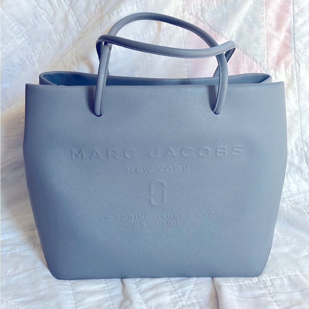 MARC JACOBS Calfskin Embossed Logo East West Shopper Tote